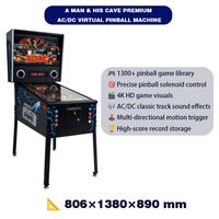 Console de jeu virtuelle AC DC Pinball Machine Premium 4K, 1300 jeux, effets sonores haute définition, musique classique, multiples actions