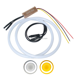 Anneaux <span class=keywords><strong>halo</strong></span> complets bicolores blanc-jaune en coton de 160 mm pour feux de jour, accessoires LED Angel Eyes pour voiture - Product Image 1