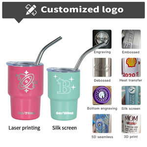 卸売3オンス5オンス7オンスミニ18/8ステンレス鋼散弾ガラスタンブラー美容用品店ストローレーザー彫刻シャンパンカップ付き - Product Image 2