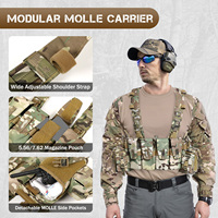 Harnais de poitrine tactique modulaire Molle avec sangle d'épaule réglable et pochettes pour chargeurs, pour Airsoft, Paintball et activités de plein air