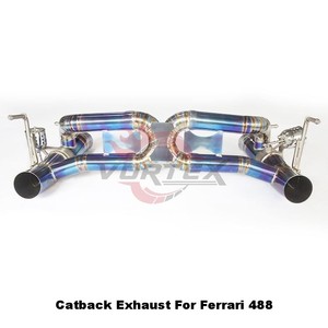 Sistema de Escape con Válvulas de Titanio Vortex para Ferrari 488 GTB Spider 3.9L V8 Biturbo, Silenciador Catback de Carreras, Color Azul Quemado - Product Image 2