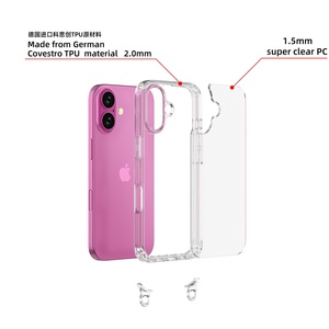 Funda transparente de TPU y acrílico de moda para iPhone 17 con cadena cruzada para colgar, tipo collar, para chicas, en bolsa OPP - Product Image 5