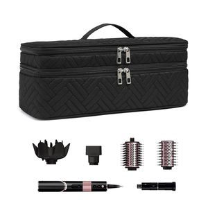 Sac de rangement matelassé double couche en polyester écologique pour sèche-cheveux et fer à boucler, organisateur d'outils avec fermeture éclair, design tendance - Product Image 1