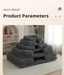 Benutzer definiertes Logo XL PP Kleines Luxus-Rechteck-Hunde bett Flauschiges Design Nackenpflege-Kissen Leicht wasch bares Hundes ofa mit Streifen muster - Product Image 2