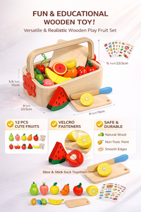 Деревянный развивающий набор игрушек «Фрукты» для ролевых игр, Монтессори-игрушки для детей для домашних игр и дошкольного обучения - Product Image 4