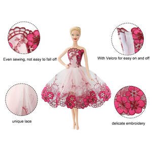 Vestido de Novia de Princesa con Encaje para Muñecas, Disfraz de Juguete DIY, Talla Personalizada, Falda Corta para Niñas - Product Image 4