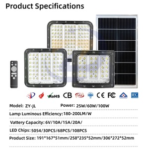 <span class=keywords><strong>Projecteur</strong></span> LED <span class=keywords><strong>solaire</strong></span> personnalisé ZY CE ABS IP67 25W 60W 100W pour villa résidentielle, cour et aménagement paysager - Product Image 3