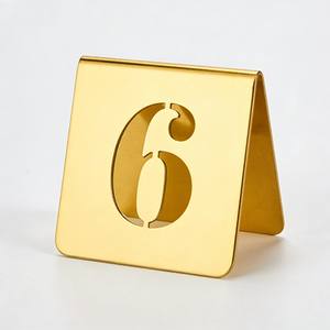 Custom-Made Brass-Colored Etched <b>Table</b> Number Sign - Hotel Restaurant Reservation Display Signage - Product Image 4