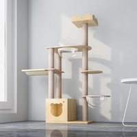 Vente flash en dropshipping : griffoir pour chat en bois à quatre étages, plateforme de saut, arbre à chat, cadre d'escalade en sisal, jouet pour chat