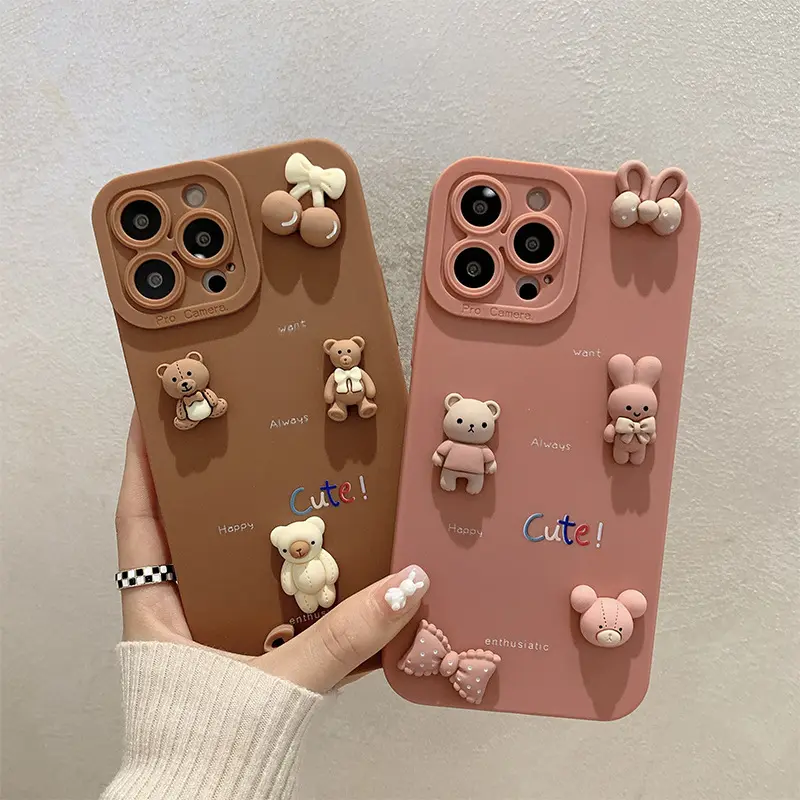 ins Korean style stereo bear phone case for iPhone11 12promax 7 8 Plus cartoon all-inclusive mobile for iPhone13 pro