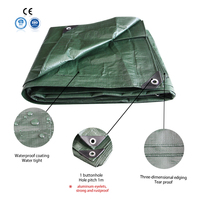 Bâche tissée multi-usages enduite anti-UV 240 g/m² en polyéthylène noir/vert, toile de protection pour le sol, usage industriel