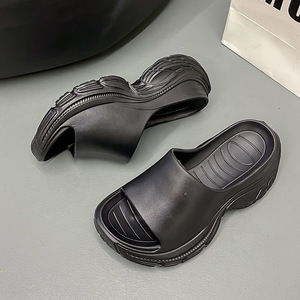 Sandales d'été à talon épais pour femmes <span class=keywords><strong>Paris</strong></span>, nouvelle mode, antidérapantes, pantoufles extérieures en PU, confortables, beige, pour la plage - Product Image 3