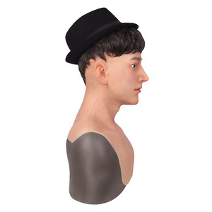 Masques masculins en silicone pour la tête et le visage, pour jeune <span class=keywords><strong>homme</strong></span>, garçon élégant, masque amusant, masque pour fête d'Halloween, masque pour travestissement, jeu de rôle - Product Image 3