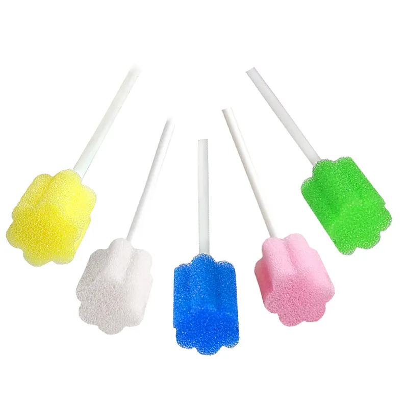 Wholesale Disposable single use oral cleaning foam tick dental sponge brush toothbrush surgical foam brush