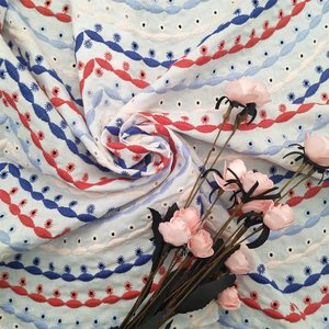 Tela de algodón multicolor bordado de gasa tela de encaje africano nigeriano - Product Image 2