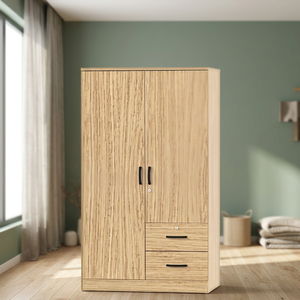 FURNIZONE Meuble de Rangement Moderne et Contemporain en Panneaux de Particules, 2 Portes, 2 Tiroirs, Gain de Place pour Chambre à Coucher, à Poser au Sol - Product Image 3