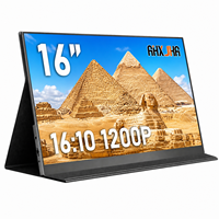 Moniteur portable AHXJKA 16 pouces 1920x1200 1200P 16:10 60Hz avec étui de protection en cuir, un seul câble, multi-écrans, compatible Win/Mac/Console