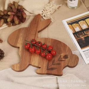 Bandeja de madera de acacia Pengzhan para conejos, 30x25cm, bandeja decorativa para servir frutas para la sala de estar - Product Image 1