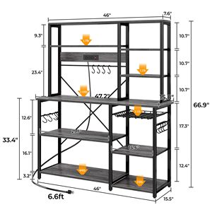 SENYU Modern Metal <b>Kitchen</b> Storage Rack With 6 Shelves Durable Design For Stability - Product Image 4