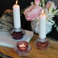 Bougeoir en verre de style nordique pour bougies coniques, couleur personnalisée, gaufrage/sérigraphie, lanternes pour la maison et le bureau