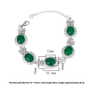 Bracelet Chaîne Géométrique Plaqué Or en Laiton Écologique avec Calcédoine Verte et Zircon, Bijou de Mode Féminin Élégant pour le Quotidien, Vente en Gros - Product Image 2