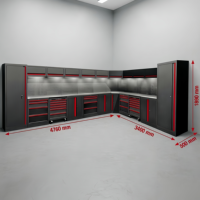 Sistema de Gabinetes Modulares de Acero Laminado en Frío para Esquinas, Ecológico, para Herramientas, OEM, para Garajes Mecánicos, Carro Rodante, Banco de Trabajo Resistente