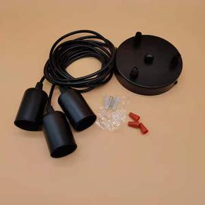 Three Head Pendant Light Black Round <b>E26</b> LED Chandelier For Restaurants Bars Hotels Guesthouses - Product Image 1