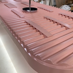 Cosmetics Store Design Custom LED Lighting Pink Series <b>Display</b> Cabinets Commercial Makeup <b>Display</b> <b>Table</b> - Product Image 5