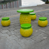 Ensemble table et chaises de loisirs Y220B en PRV durable résistant aux UV pour intérieur/extérieur, motif citron simulé, mobilier de salon public, atelier, cour