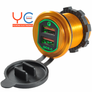 12-24V DC Nhôm Nhà Ở 3A + 3A Kép <span class=keywords><strong>USB</strong></span> Port QC3.0 Sạc Xe Hơi - Product Image 4