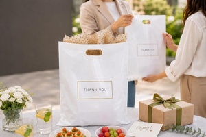Borsa per la spesa in <span class=keywords><strong>plastica</strong></span> di alta qualità con manico e stampa logo personalizzabile - Product Image 5
