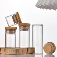 Vente chaude Fond Plat Mini Flacon En Verre Clair Bouteille Conteneur Échantillon Tube À Essai 30mm Avec Couvercle En Bambou Liège