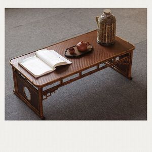 Mesa de Té de Bambú Meiluzhu con Acabado de Laca de Color, Mesa de Café de Estilo Chino con Diseño Zen - Product Image 1
