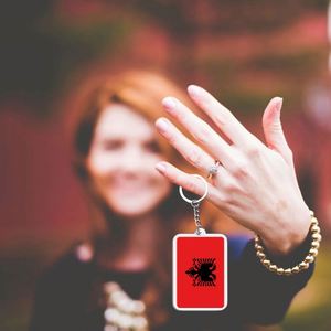 Wholesale Custom Albania Commemorative Keychain Acrylic Material Double-Sided Printing Exquisite Workmanship - Product Image 3