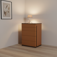 Commode moderne en bois massif à cinq niveaux avec armoire à tiroirs en cuir - Meubles de luxe pour chambre à coucher et salon, respectueux de l'environnement