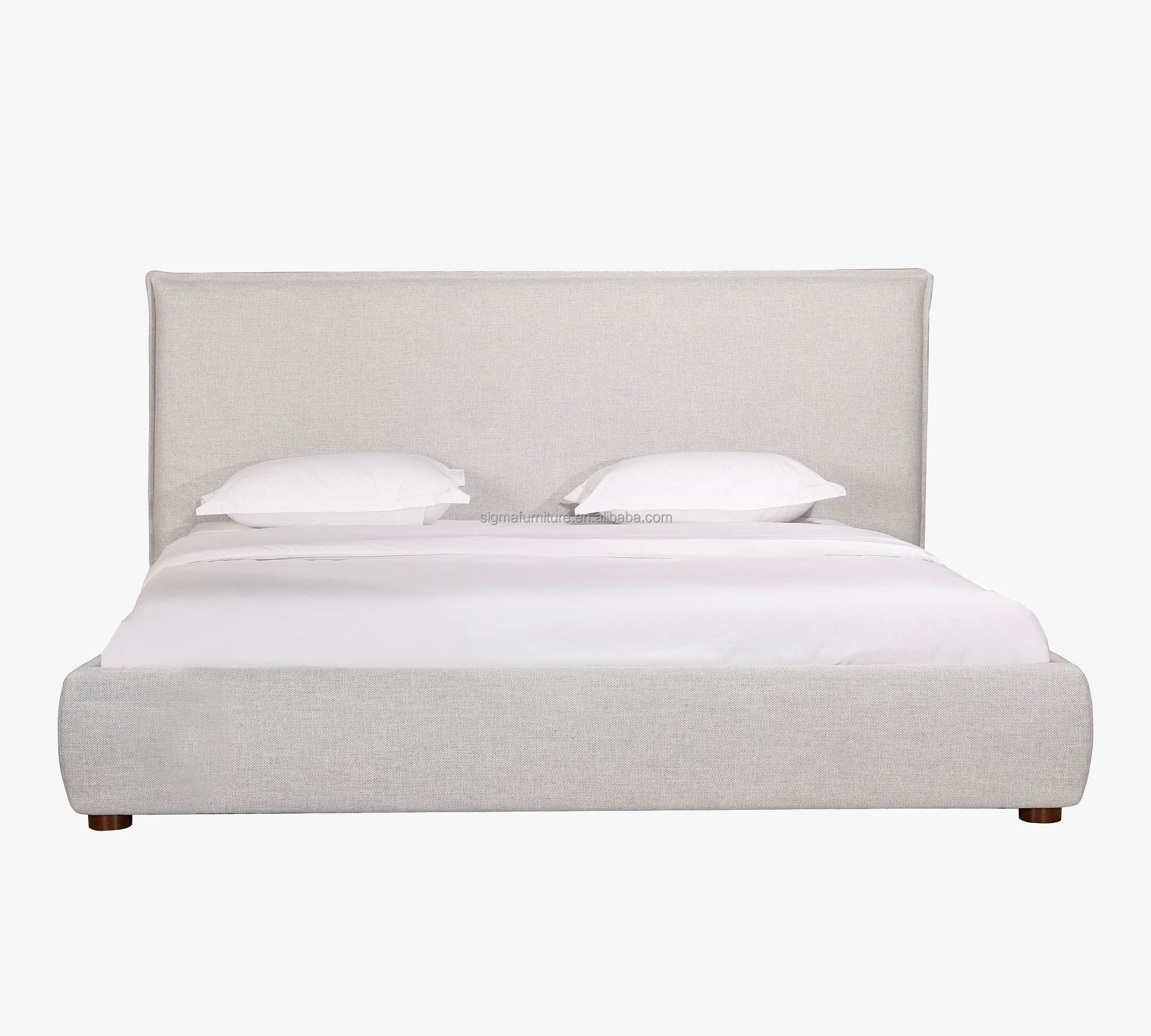 Modern high quality bakersfield upholstered platform bed with wide headboard