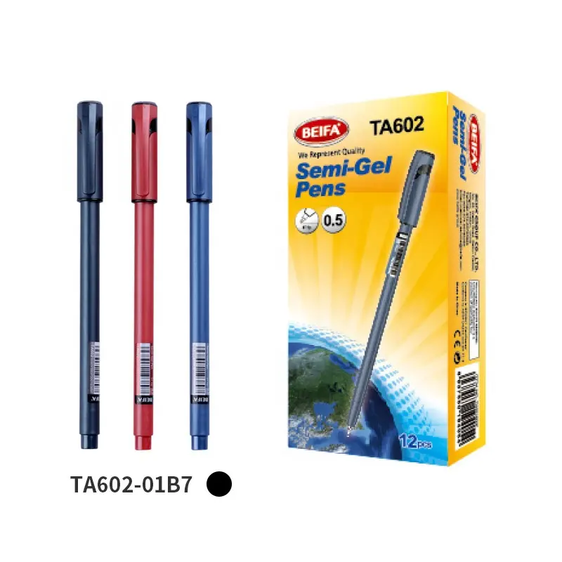 BEIFA TA602 0.5 मिमी एसटी टिप प्लग इन प्रकार चिकनी लेखन वर्दी निर्वहन त्वरित सुखाने फैक्टरी मूल्य अनुकूलन अर्ध जेल पेन
