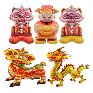 Wholesale factory supplies Chinese new year balloon 3D Dragon mylar balloons globos for New year party decoration