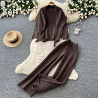 Ensemble décontracté en maille ample pour femme, collection automne 2026, avec pull, châle et pantalon large pour le quotidien