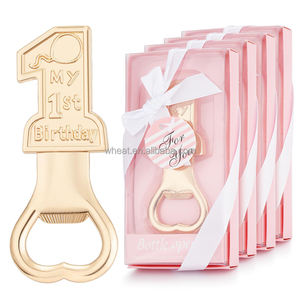 Faveurs de fête prénatale : Décapsuleur en alliage de zinc doré, 1 design, personnalisable avec logo, pour <span class=keywords><strong>anniversaire</strong></span>, premier <span class=keywords><strong>anniversaire</strong></span>, souvenir pour bébé fille - Product Image 1