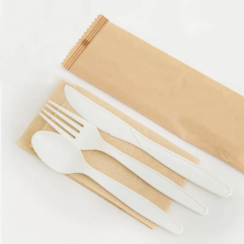 Individually Wrapped Custom Disposable Cutlery Bio Based PSM Cutlery for BBQ Picnic Camping Travel Party