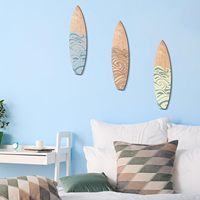 Décoration Murale Maison : Ensemble d'Art Mural en Bois Planches de Surf Ondulées, Mini Planches de Surf en Bois pour Décoration Chambre Tropicale et Salon