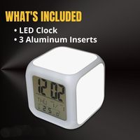 6 Buah Jam LED Sublimasi Kosong Jam Alarm Digital Berubah Warna LED dengan 3 Buah Aluminium Sisipan untuk Logo Cetak yang Dipersonalisasi