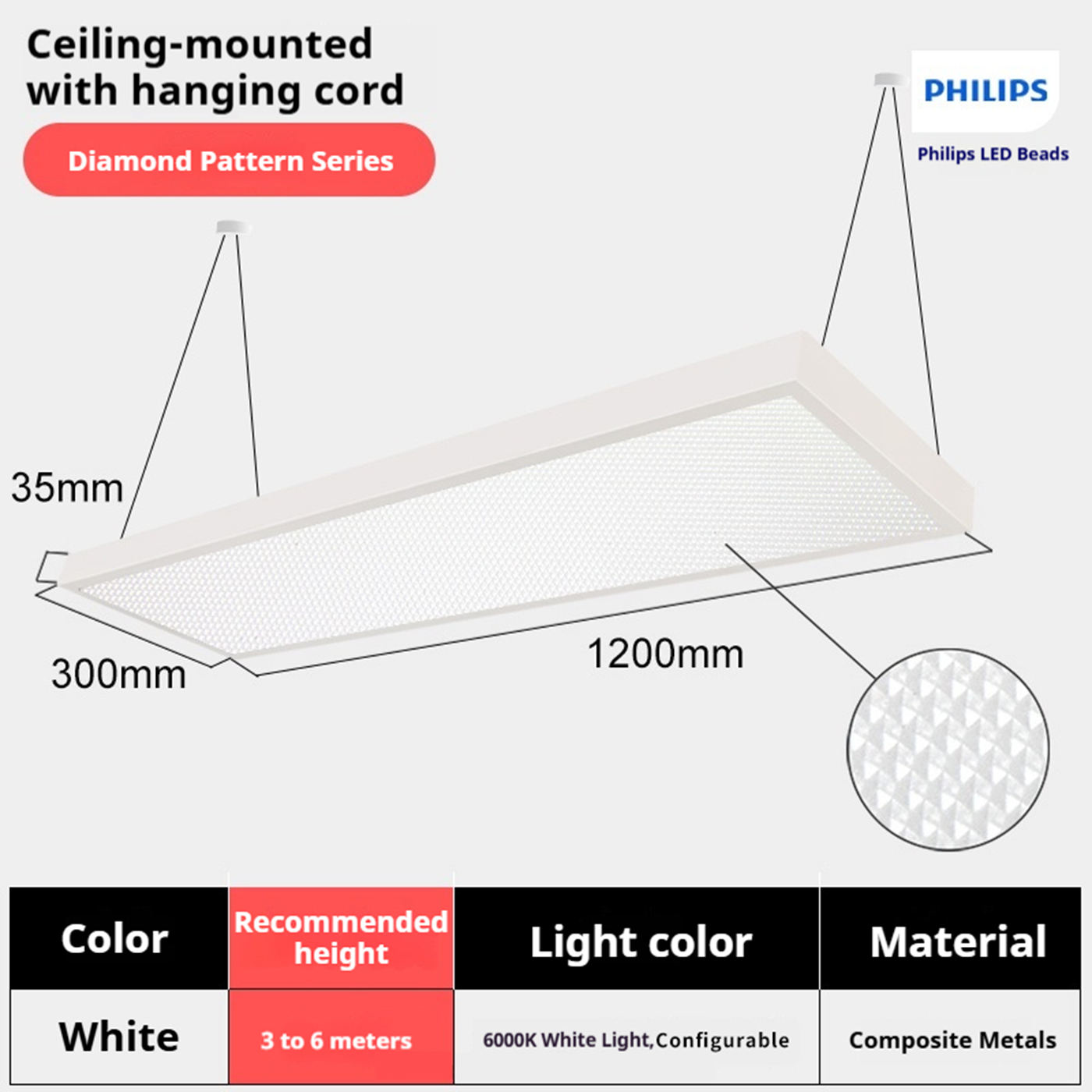 Panneau Lingjing blanc - 300 * 1200