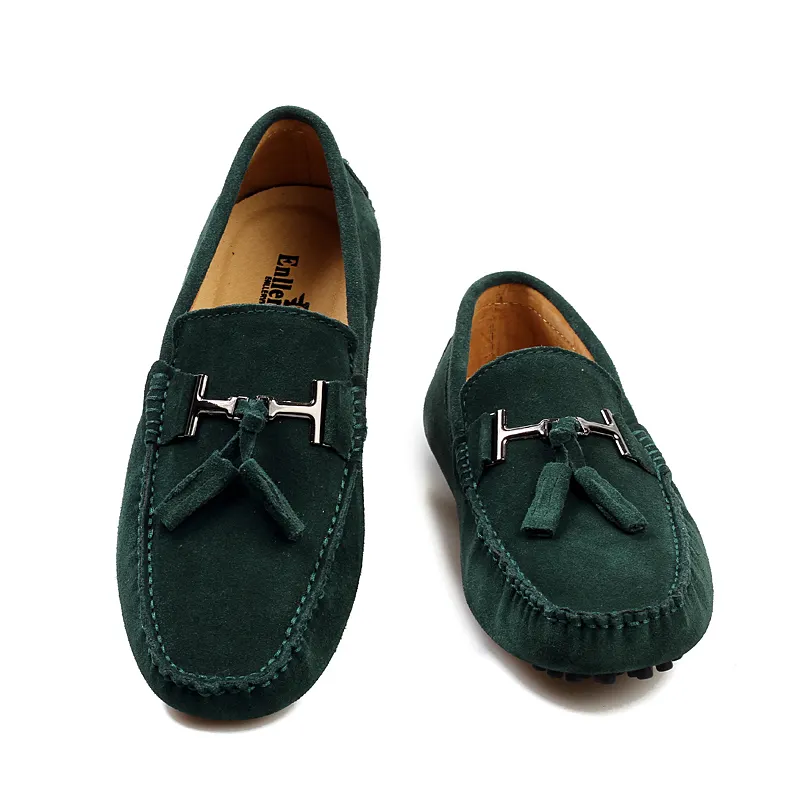 2023 Men Summer Fashion Cow Suede Leather Walk Loafers For Without Laces Big Size 48 In Blue Genuine Flat Mocasin Dress Shoes