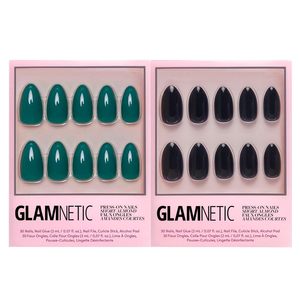 เล็บปลอมสีเขียวมรกตสีเขียวเข้มสีเขียวเข้มเล็บปลอมทรงสี่เหลี่ยมสีอัลมอนด์สีดำทรงสี่เหลี่ยม - Product Image 3
