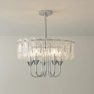 Fransız lüks gümüş doğal kabuk pul oturma odası ve yemek odası Retro Art Deco amerikan tarzı kare avize - Product Image 2