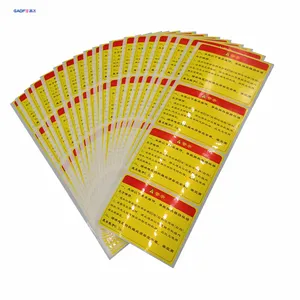 Papier synthétique pp couleur fonctionne synthétique papiers d'étiquettes étiquettes imprimées par coutume