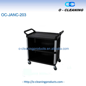 Carrito de Almacenamiento de Plástico de 3 Niveles O-Cleaning, Carrito de <span class=keywords><strong>Servicio</strong></span> Médico, Carrito Rodante para <span class=keywords><strong>Servicio</strong></span> de <span class=keywords><strong>Limpieza</strong></span> de Restaurantes/Hoteles - Product Image 2