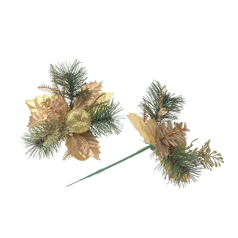 Plastic christmas flower golden petal christmas tree ornament